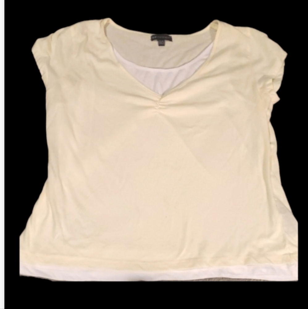 Jr's xl pale yellow mock layered tee